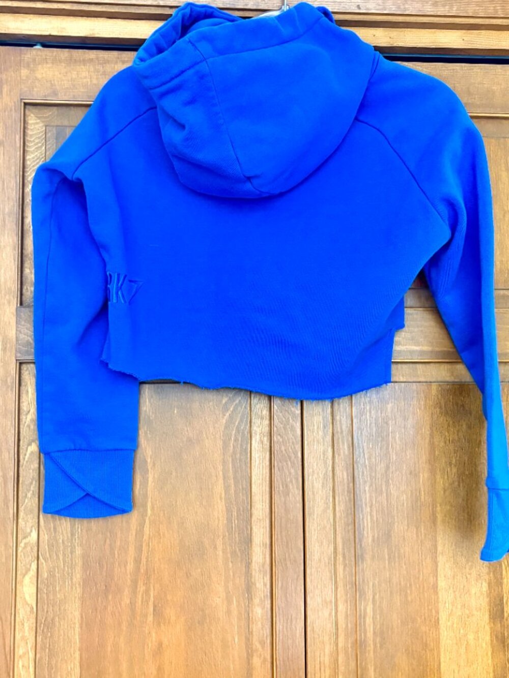 Gymshark Blue Cropped Hoodie Cutout Front Crop Sweatshirt Size S - Picture 2 of 3
